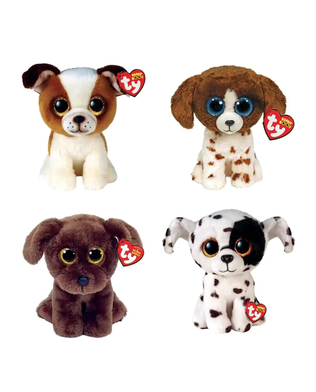 TY beanie boo Hugo + Muddles + Nuzzle + Luther 15cm